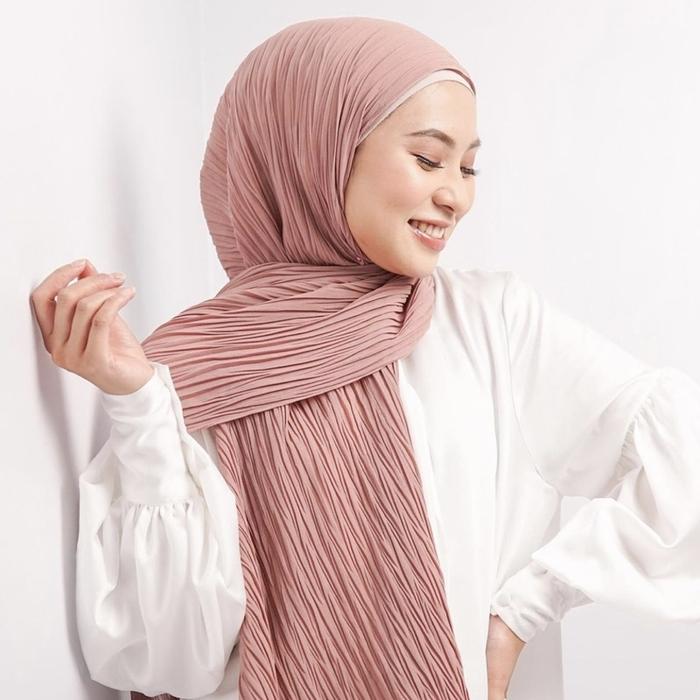 Pashmina Full Plisket Padi / Pashmina Pleats Zafron Padi Kerudung Ceruti Panjang Muslim
