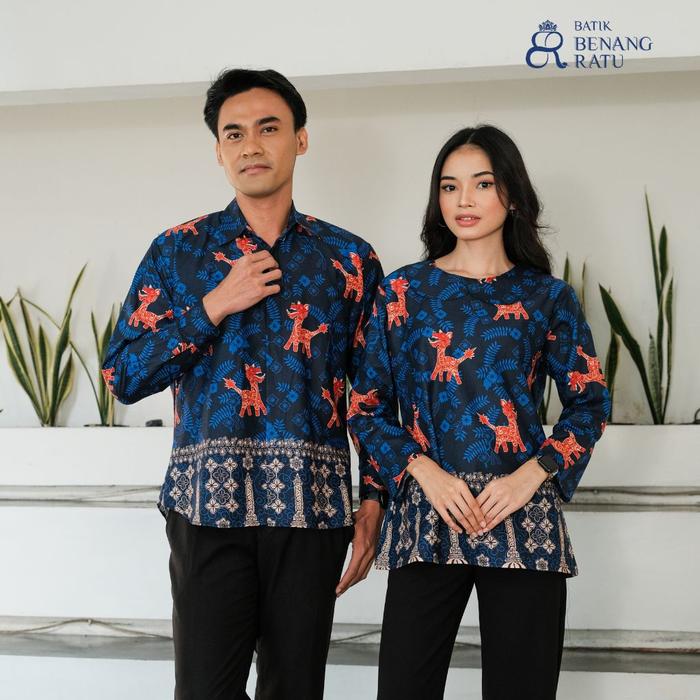 Atasan Sarimbit Keluarga Batik Semarangan Couple Pria Wanita Dewasa Anak Warna Merah-Biru-Hitam by B