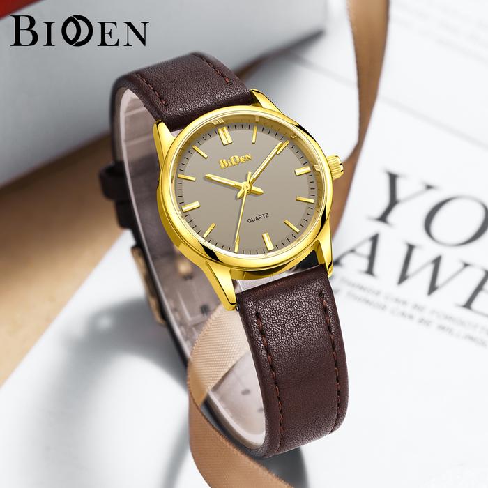 BIDEN Jam Tangan Wanita Tali Kulit Anti Air Kuarsa Jam Wanita Korea Elegan Klasik Jam Tangan Cewek  