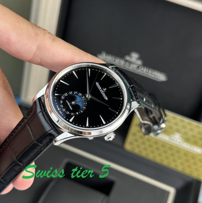 JLC SWISS TIER 5JaegerLecoultre Watch Master Ultrathin Moon Black Dial 39mm