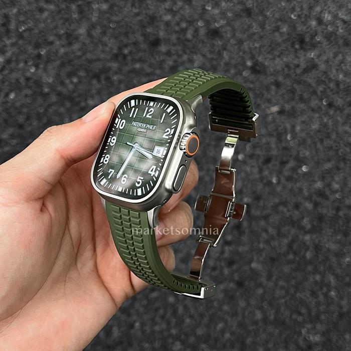 Strap Kompatibel Untuk Apple Watch Ultra 1 2 Silicone Rubber Eco Florine Best Aquanaut Aksesoris Tal