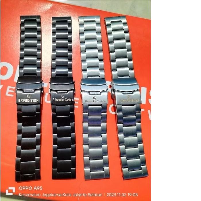 STRAP RANTAI EXPEDITION 20MM 22MM 24MM 26MM DOUBLE KUNCI / RANTAI STAINLESS AC / RANTAI JAM EXP / RA