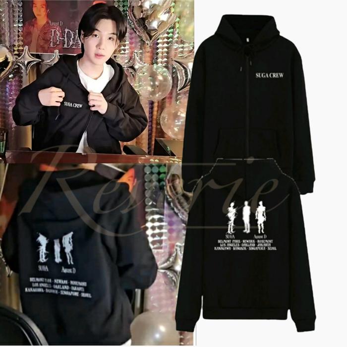 Ready- Jaket Suga Crew D-Day Solo Tour 2023 Hoodie Yoongi AgustD Konser Concert Bangtan Style BTS Ar
