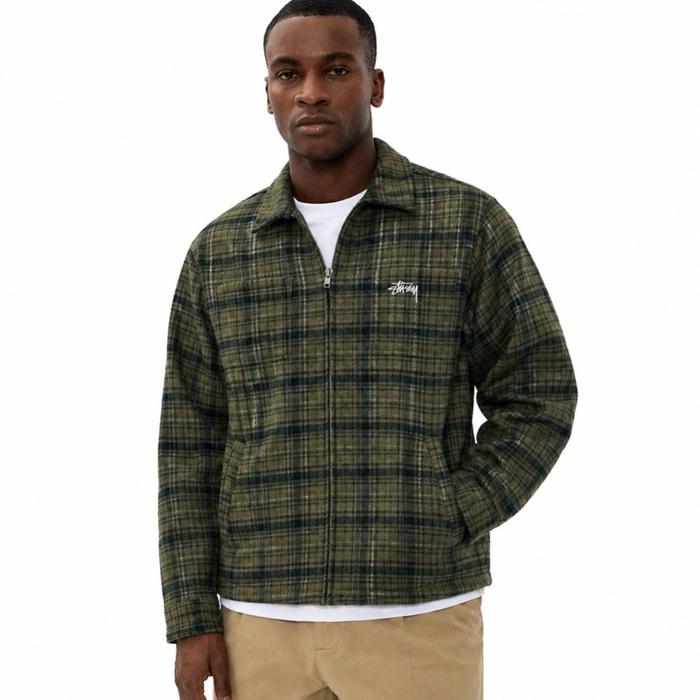 Stussy Aussie Plaid Zipper Shirt Jacket Green XL