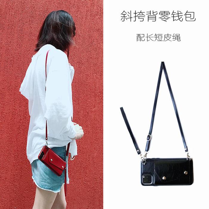Dompet Koin Kartu 13mini Apple 11 Kasus Ponsel Tali Selempang