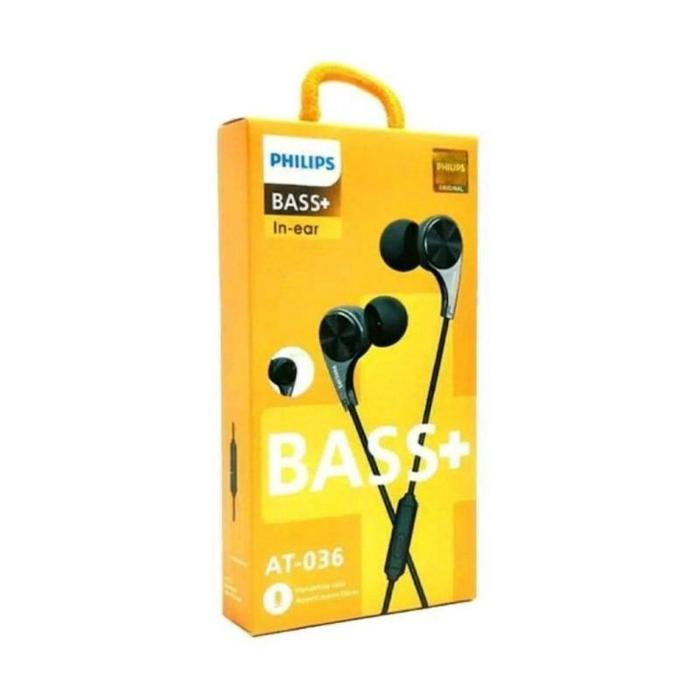 Headset Philips AT036 Hf Magnet Bass+ Super Bass Kepala Magnetic Stereo AT-036 Warna Hitam