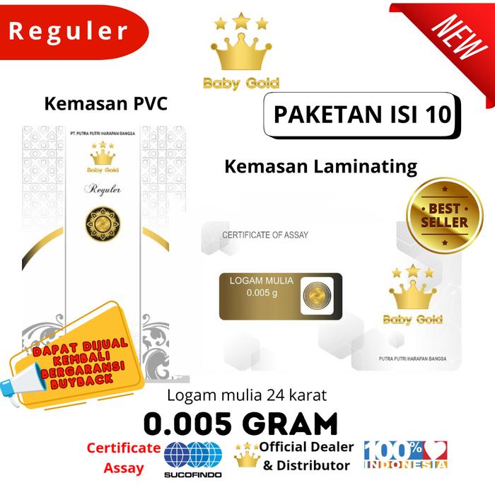 BABY GOLD 0.005GRAM ISI 10PC LOGAM MULIA EMAS MINI Jam