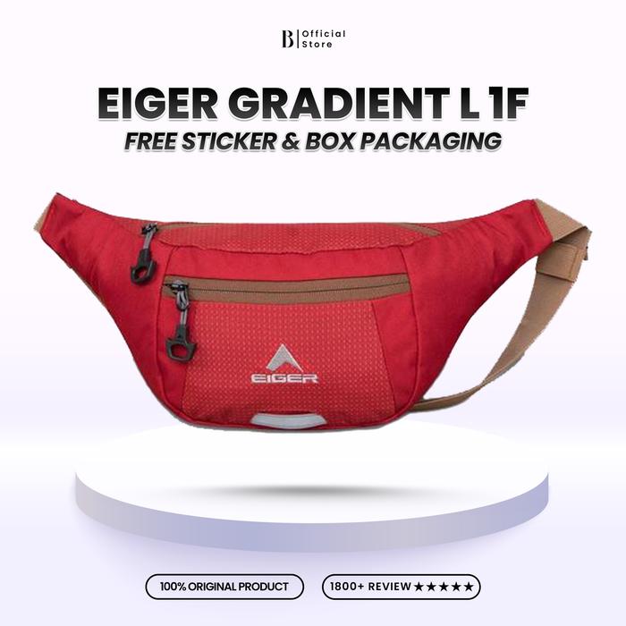 TAS EIGER GRADIENT L 1F MERAH HITAM WAIST BAG PRIA WANITA