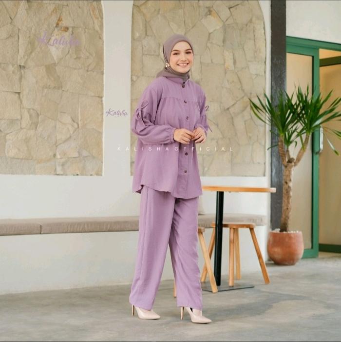 one set crinkle pevila lengan panjang viral