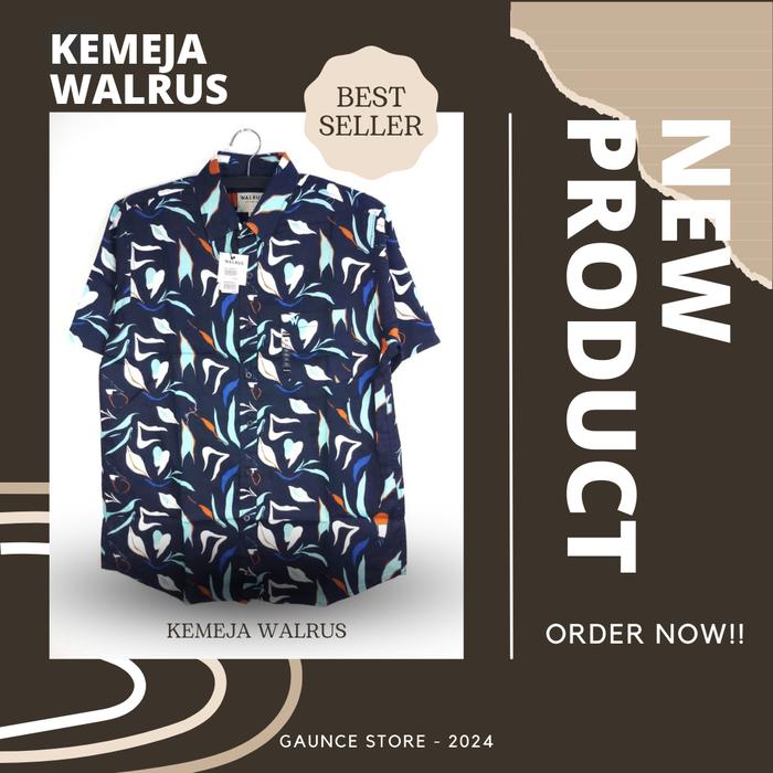 Kemeja Walrus Premium - Baju Santai - Kaos Pria - Stylish - Baju Surfing Distro - Kain Katun Motif C