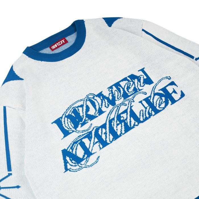 Promo / Terbaru Grdt - Statement Knitwear Boxy White Blue Rajut Acrylic Unisex Non Cod