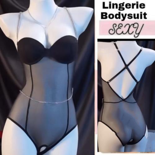 Lingerie Sexy Bodysuit Swimsuit Open Crotch Buka Bawah Bra Berkawat Transparan Premium #Gratisongkir