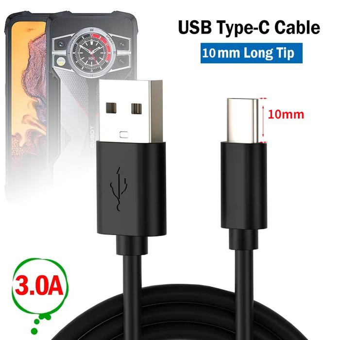 3A Fast USB Type-C Charging Cable for Cubot King Kong 9 8 7 6 5 KingKong Power Star 9mm Long Extende