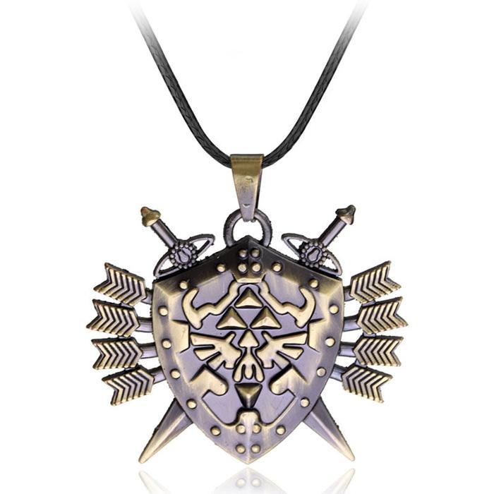Legend of Zelda Hylian Hyrule Shield Sword Arrows Pendant Necklace