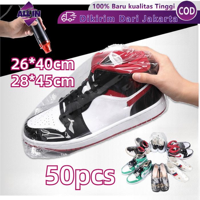 50PCS Plastik Segel Wraping Sepatu Sendal Pof Shrink Kantong Tipis/ Shrink Plastik Penyimpanan Sepat
