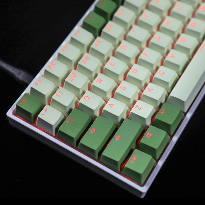 Shine Through Keycaps Matcha Double Shot 124 PBT OEM Profile Keycap