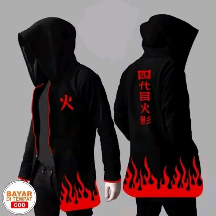 Jaket Hoodie Jubah Anime Wibu Naruto Hokage Jepang Pria / Sweater Cowok Jubah Anime Jepang Tokyo Rev
