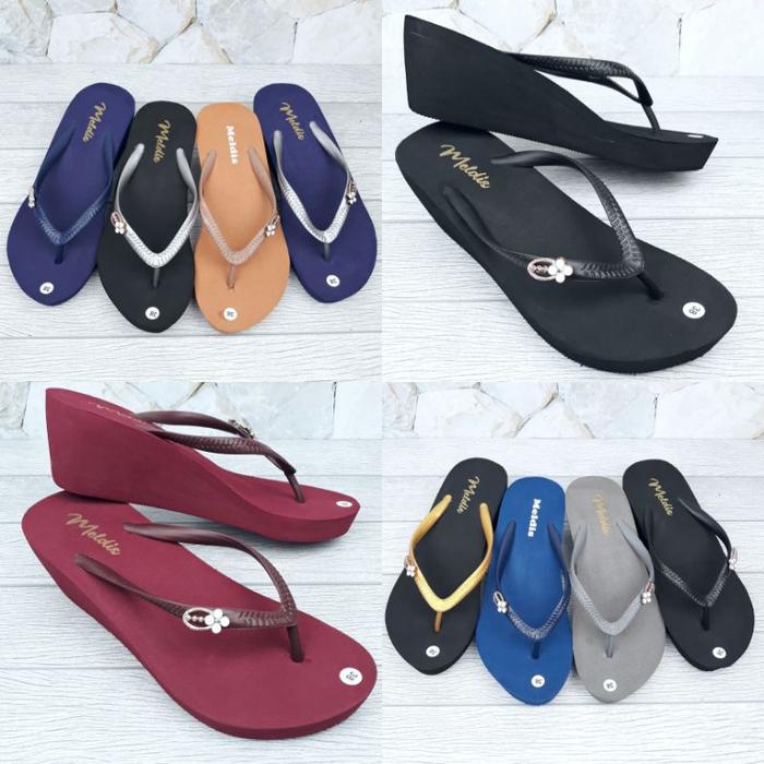 MELDIS Sandal Wedges Wanita Jepit Hak 5cm Spon Sendal Jepun Bali Cewek Spons Perempuan Japit Karet P