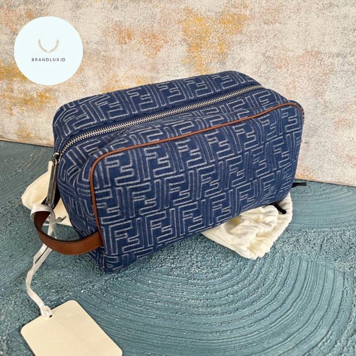 FENDI FF POUCH DENIM & BEIGE