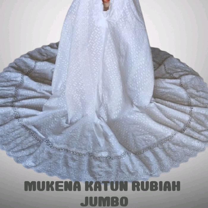 Mukena Katun Rubiah Dewasa Putih Jumbo Full Bordir