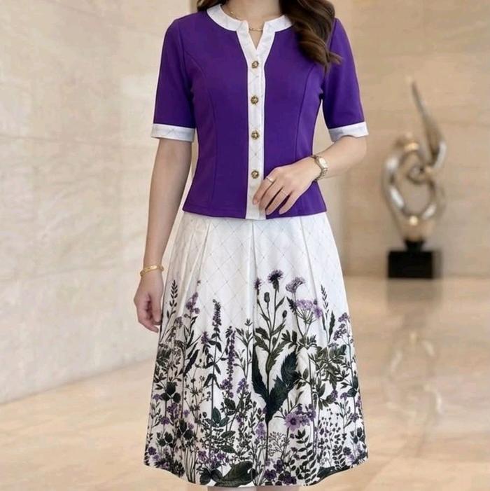 Stelan rok 2095 / set rok katun emerald - bj schba import