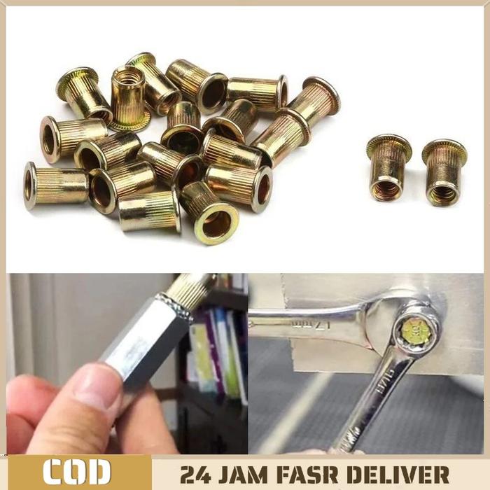 1Set Alat Rivet Nut Nut Rivet Tang Rivet Nut Mur Tanam Besi Rivet Nut Mur Tanam Kuning Besi Carbon S