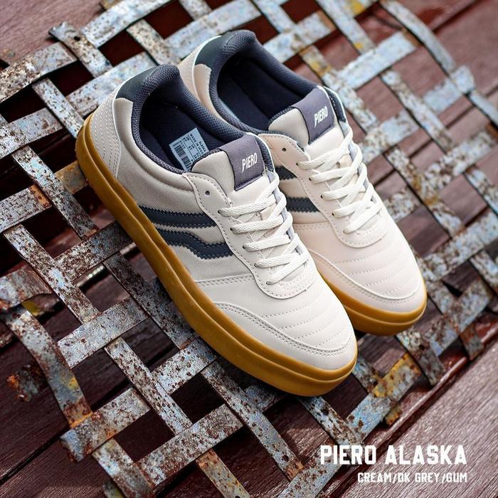 NEW Piero Alaska Cream Dark Grey Sepatu Casual