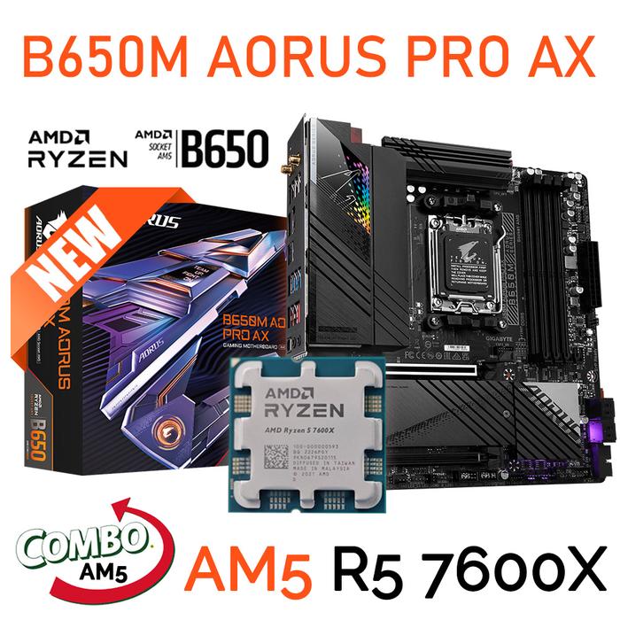 AMD RYZEN 5 7600X Processor Gigabyte B650M AORUS PRO AX AM5
