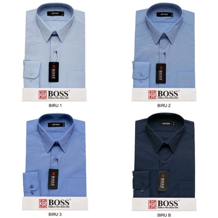 Kemeja Pria merk BOSS Polos Panjang
