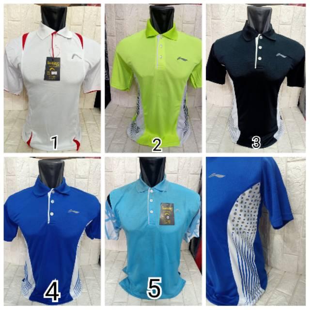 KAOS BADMINTON BULUTANGKIS LINING KERAH KASUAL BERKUALITAS
