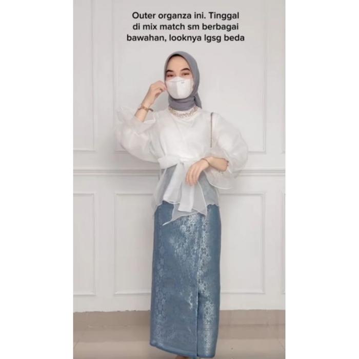 RONE Organza Wrap Blouse Atasan Organza Top Ribbon Outer Ruffle Blouse Organza Outer Tille Outer Tul