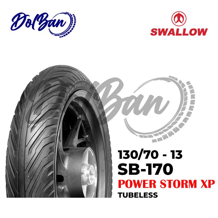 BAN LUAR MOTOR SWALLOW 130/70-13 RING 13 SB-170 POWER STORM XP TUBELESS