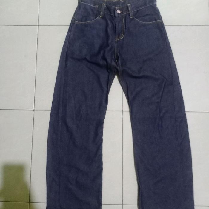 Evisu Celana Jeans Pria Blue Denim Tebal Warna Biru Pekat Size 28 Kondisi Mulus Nyaman Dipakai