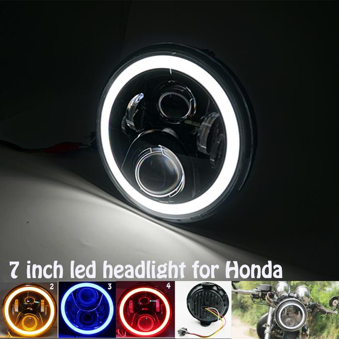 7Inch Motorcycle LED Yellow red Blue White Angel Eye DRL Projector