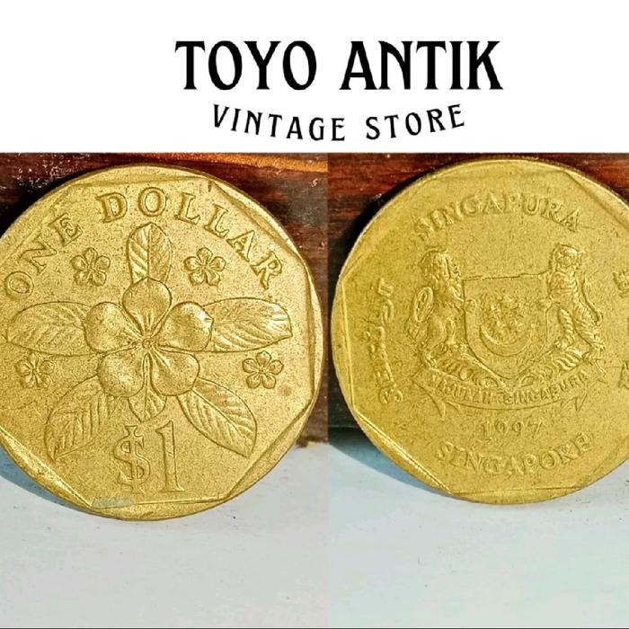 Toyo Antik Vintage Store Koin Antik Singapura 1 Dolar 1997 Kualitas Vintage