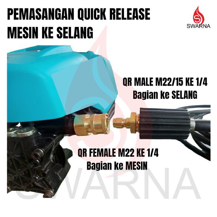 Quick Release M22 Male dan M22 Female Mesin dan Selang Jet Cleaner