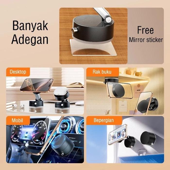【Cod】Holder Hp Magnetic Universal Vacuum Suction Udukan Hp Magnetic Anti Jatuh Car Mount Bisa Diputa