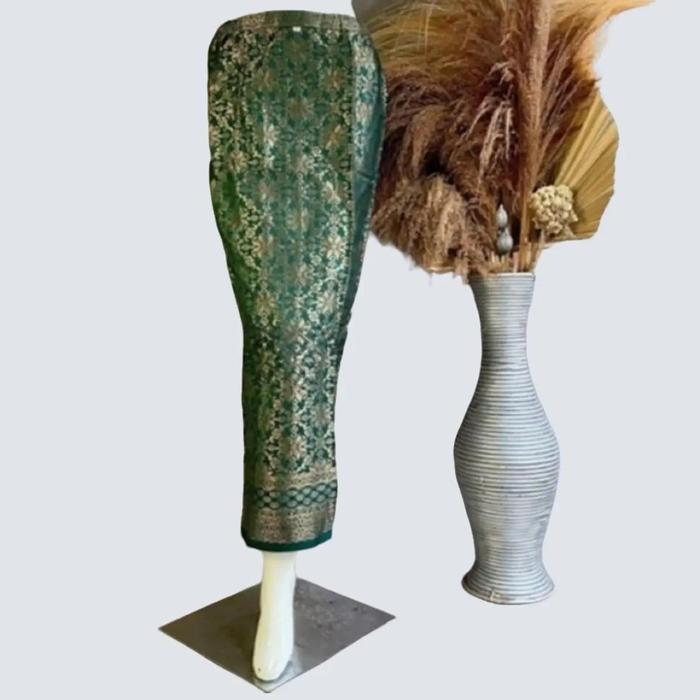 Rok Batik Wanita Model Span/Plisket Instan Langsung Pakai Bahan Tenun Songket Warna Hijau Gold - Mot
