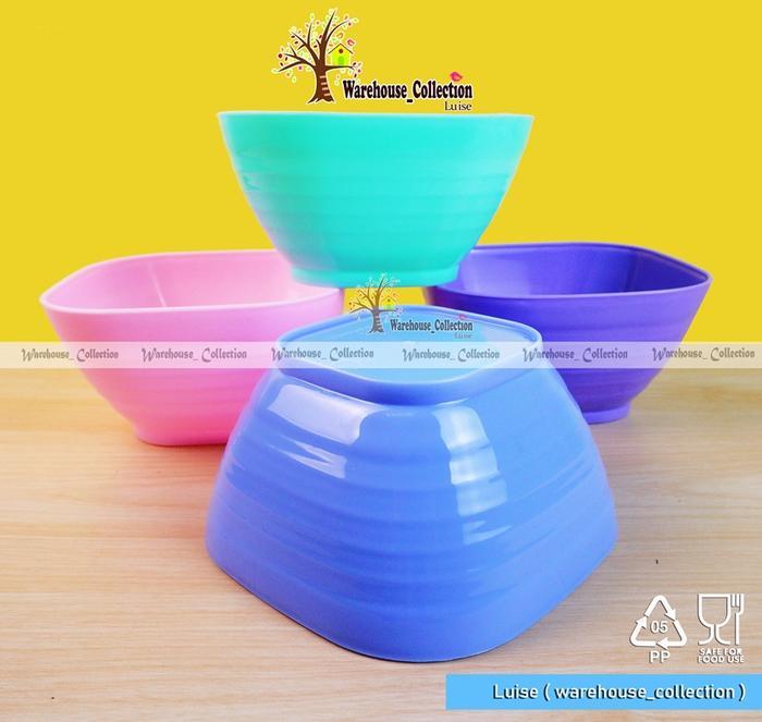 [ 12 pcs] Mangkuk Ramen Pelangi Segi large TEBAL|| Mangkok Ramen Segi Soft Ulir 572 || mangkok sebla