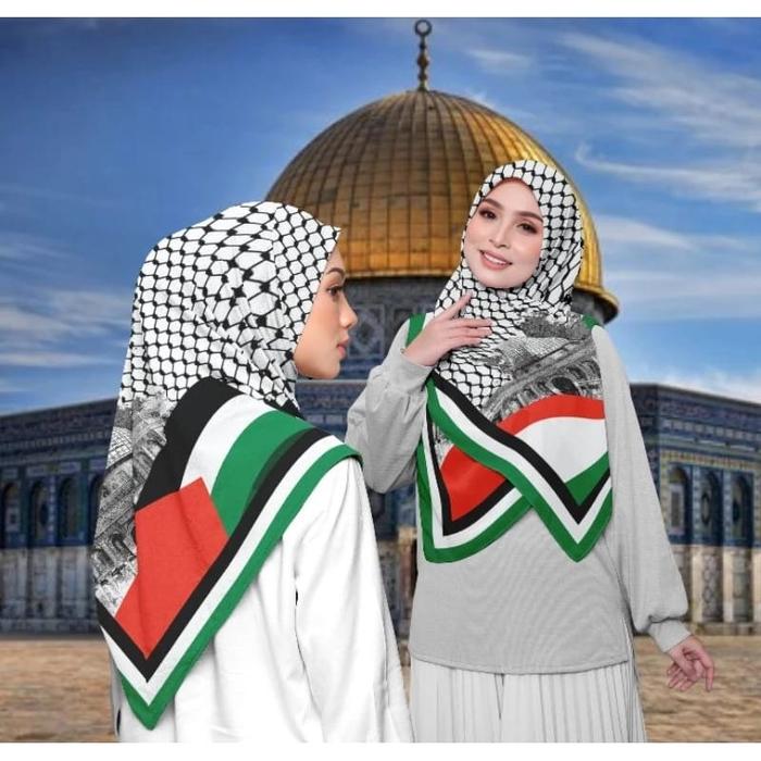 hijab voal Palestina motif sorban | hijab turki sorban | hijab segi empat palestina | jilban palesti