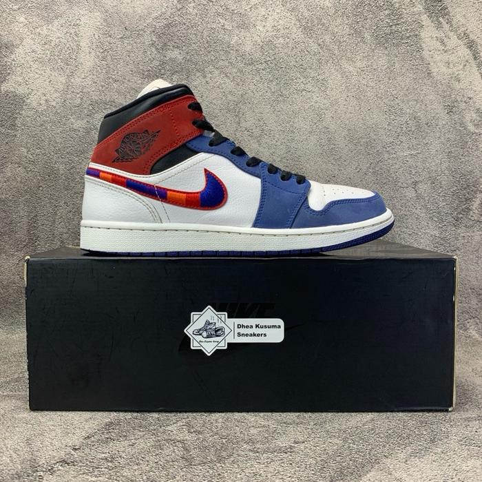 Sepatu Second Nike Air Jordan 1 Mid SE Multicolor Swoosh Size 42 insole 26,5 cm Original Guarantee 1