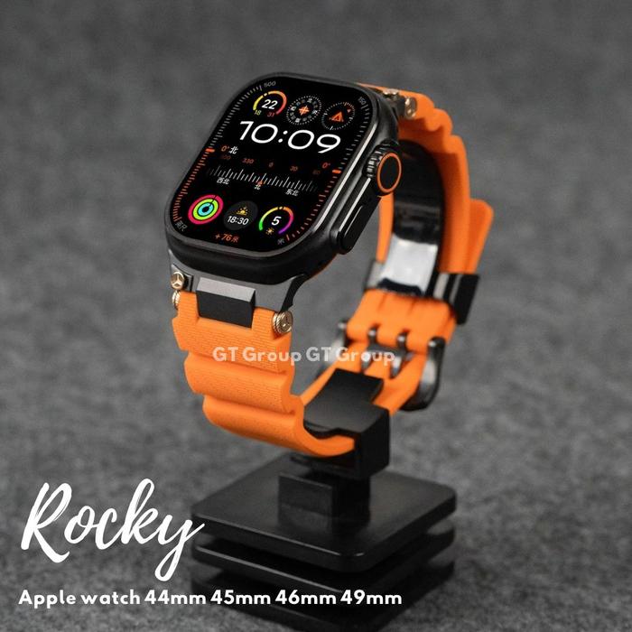 Strap Silicone Rubber sport cocok untuk jam tangan Apple Watch Series 11 10 9 8 7 6 5 3 SE 44mm 45mm