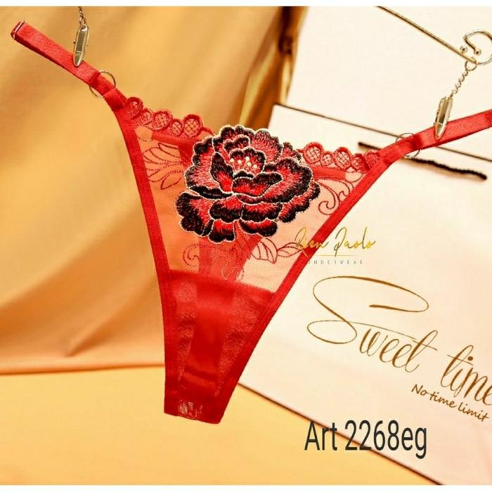 Premium G String Wanita Sexy Hot Celana Dalam CD Bordir Kupu-Kupu Lingerie Renda Buterfly Rien Paolo