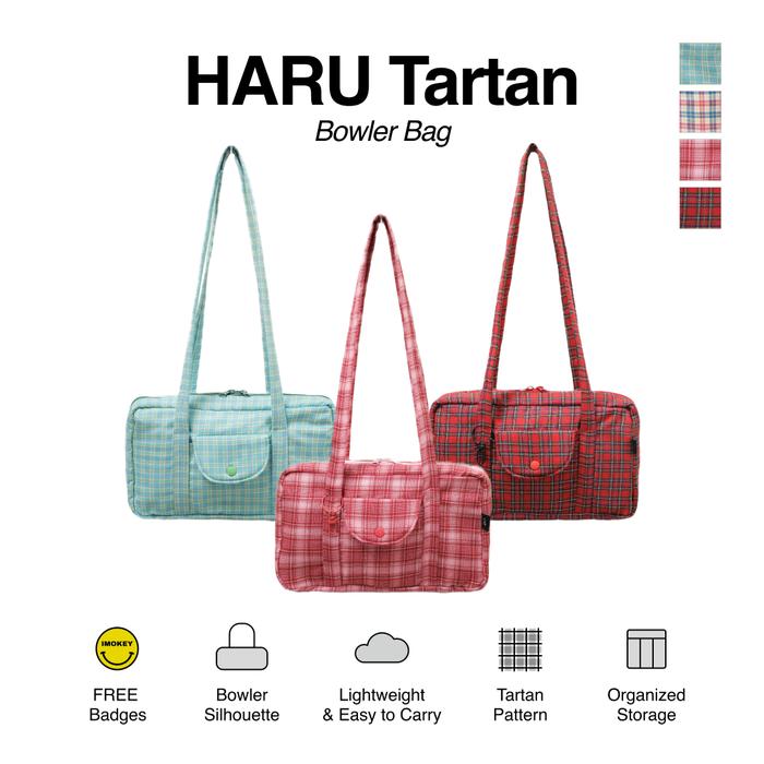 IMOKEY Haru Tartan Bag | Tartan Bowler Bag | Tas Pattern | Tas Wanita | Tas Lucu