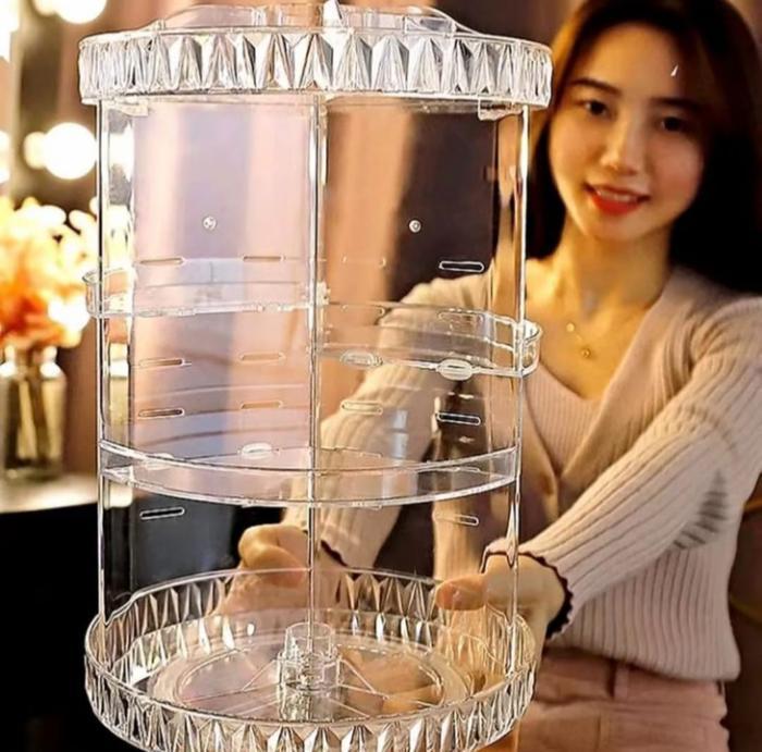 (PS) Rak Kosmetik Akrilik Diamond Putar 360 Derajat - Rak Make Up Organizer Makeup