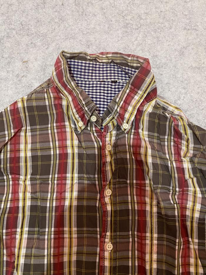 Kemeja Second Brand Flanel Merah coklat putih Panjang : 72 cm  Lebar      : 52 cm