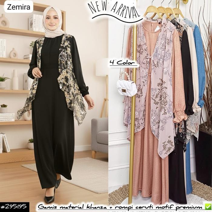 ZEMIRA Gamis Rompi Lengan Panjang Wanita