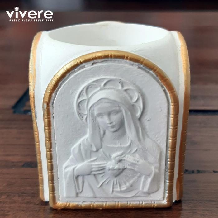 Tempat Lilin Bunda Maria Persegi Empat 5 cm Warna Puth Emas