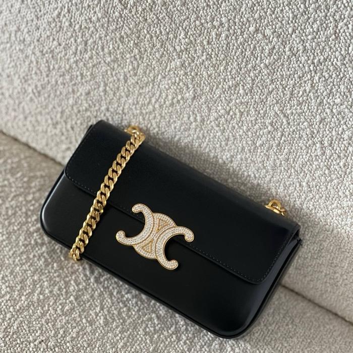 bag Cln tas Chain Shoulder Bag Triomphe Strass Black GHW