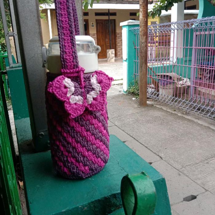 tas botol/holder botol rajut handmade cantik